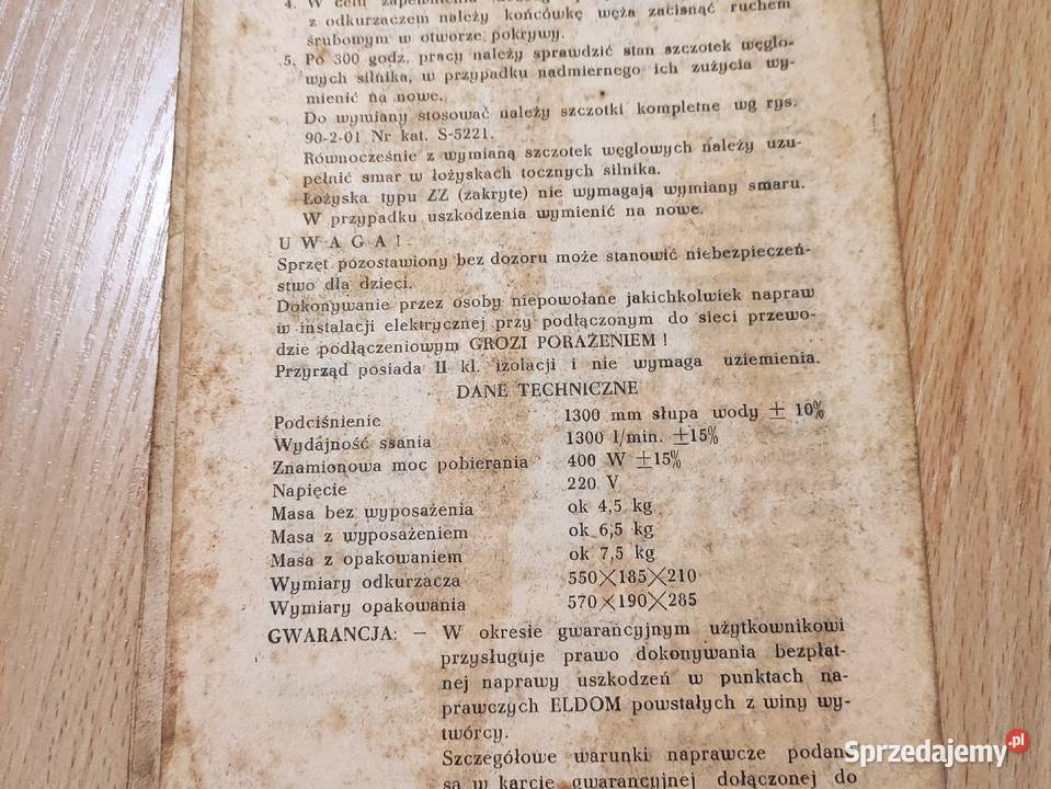 Instrukcja obsługi odkurzacz Zelmer Alfa K2L Pozostałe sprzedam