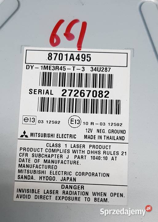 RADIO CD MP3 MITSUBISHI ASX OUTLANDER LANCER osobowe dolnośląskie Mielęcin