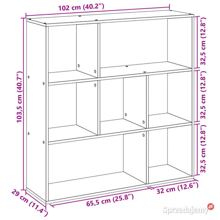 Regał przegroda biały 102x29x1035 materiał Warszawa