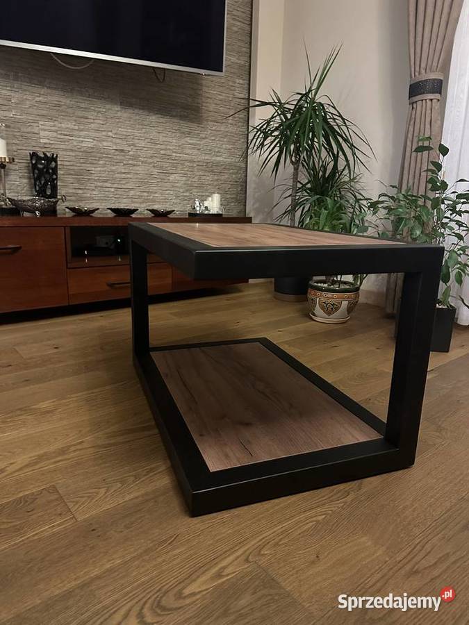 Stolik kawowy loft industrial czarny 50cm Lasek