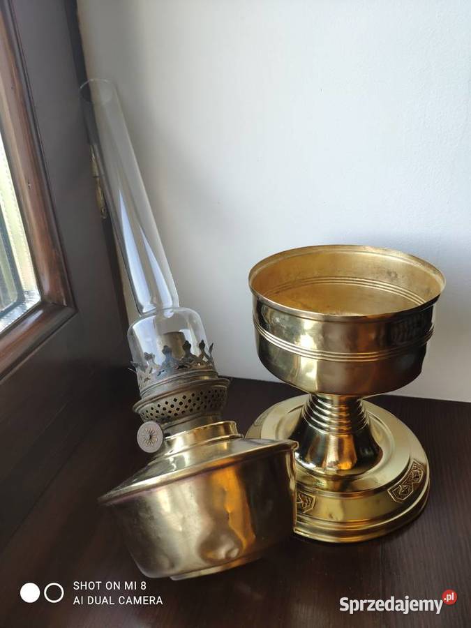 Stara mosiężna pucharowa lampa naftowa XIX w Kraków