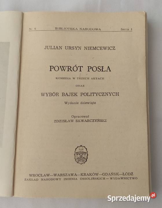 POWRÓT POSŁA Julian Ursyn Niemcewicz Rok wydania 1981 Hajnówka