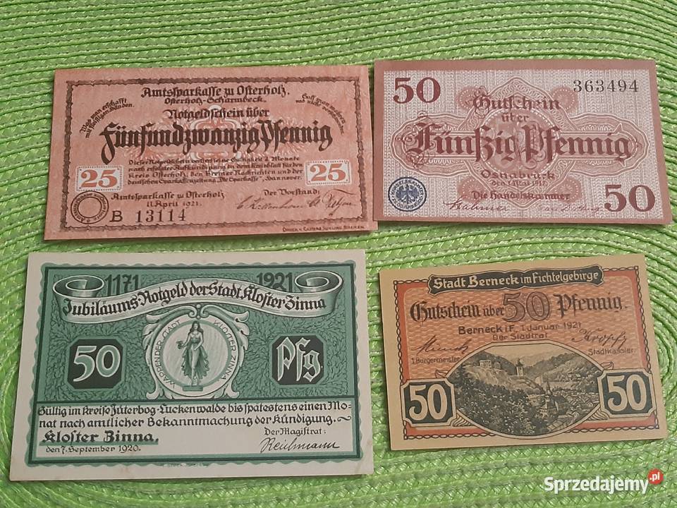 zestaw banknotów zastępczych niemieckich Łomża