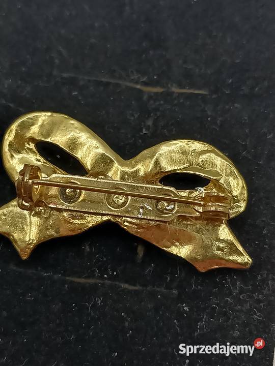 BIŻUTERIA BROSZKA PIĘKNA KOKARDA KOLORU ZŁOTEGO Dla kobiet