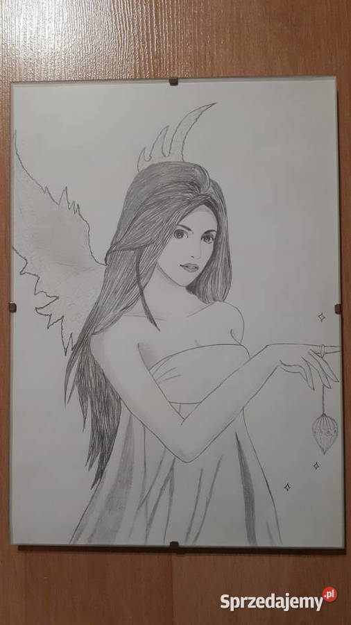 Rysunek kobiety wróżki w szklanej antyramie śląskie Rybnik