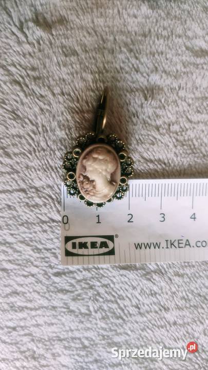 Kolczyki kamea kamee vintage retro brąz z