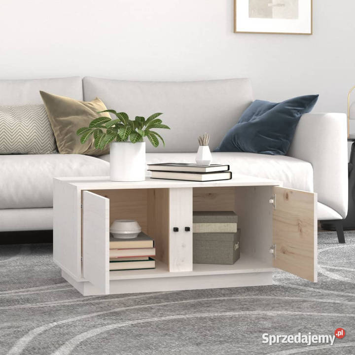 Stolik kawowy biały 80x50x40 lite drewno sosnowe Warszawa