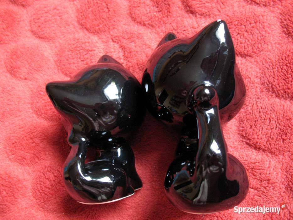Kot para czarnych kotków Figurka porcelana 9 i 8 czarny Siedlce