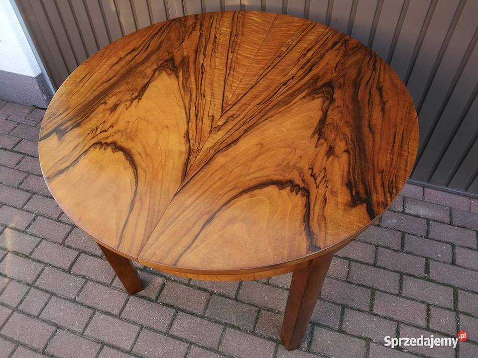 Stół ArtDeco Okrągły Orzech 100 Zgrabny Stary Meble Swarzędz