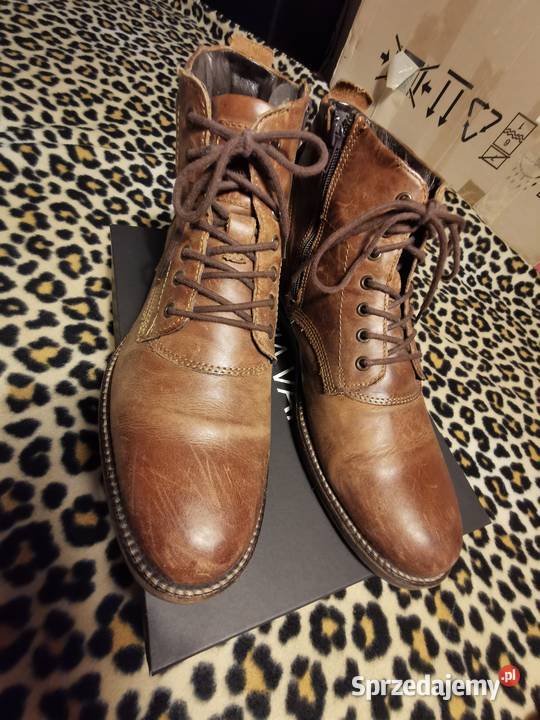 Ładne Lekkie Trapery kostkę DENIM 43 Skóra skóra Moda i Styl Łask