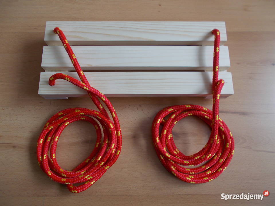 Drewniana sosnowa solidna huśtawka z liną dzieci Ruda Śląska