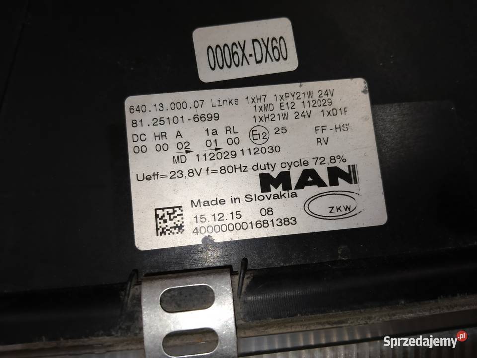 Man Tgx Tgs Euro 6 Lampa Lewa Xenon Dzienne lampy przednie