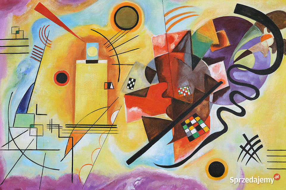 Duża kolorowa abstrakcja Żółty Czerwony i Wrocław