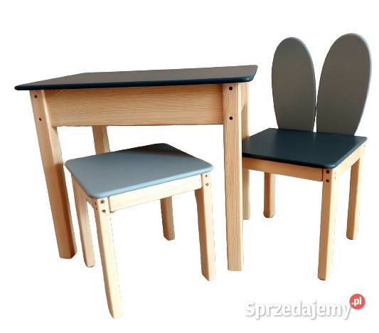 Stolik krzesełko i taboret z drewna 107122 Radomsko