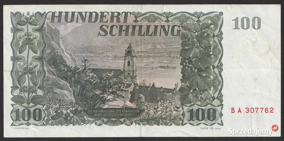 Austria 100 szylingów 1954 F Grillparzer BA Łódź sprzedam