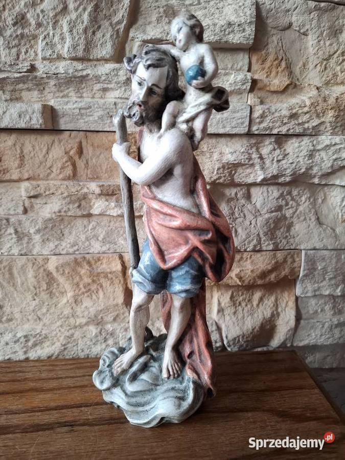 Rzeżba z drewna polichromia ŚwKrzysztof Patron małopolskie Lubień