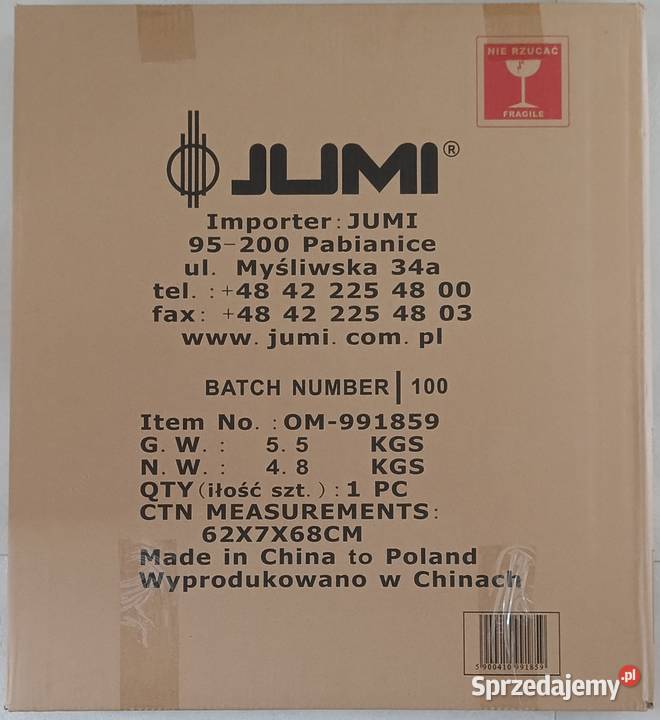 JUMI stolik ogrodowy 60x70 NOWY szklany blat