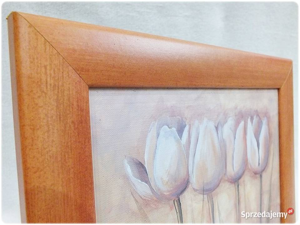 Stary obraz na płótnie Cztery tulipany Sylwester Żary
