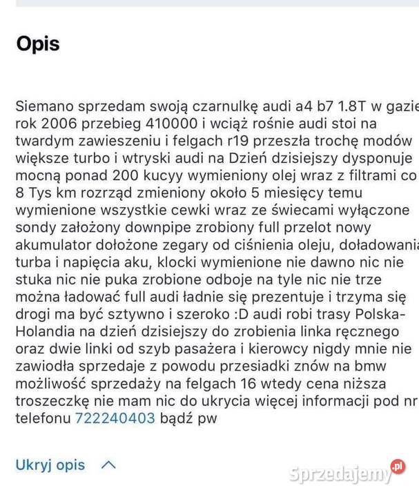Audi a4 b7 18T lpg 2006r Widełka