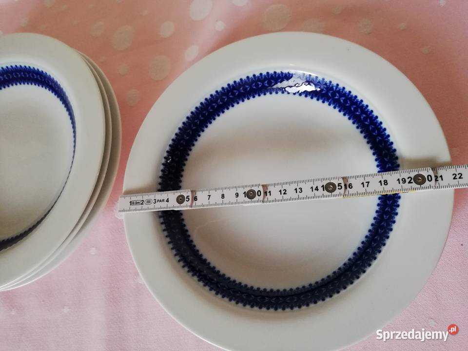 Talerze obiadowe biało kobaltowa porcelana Gorlice