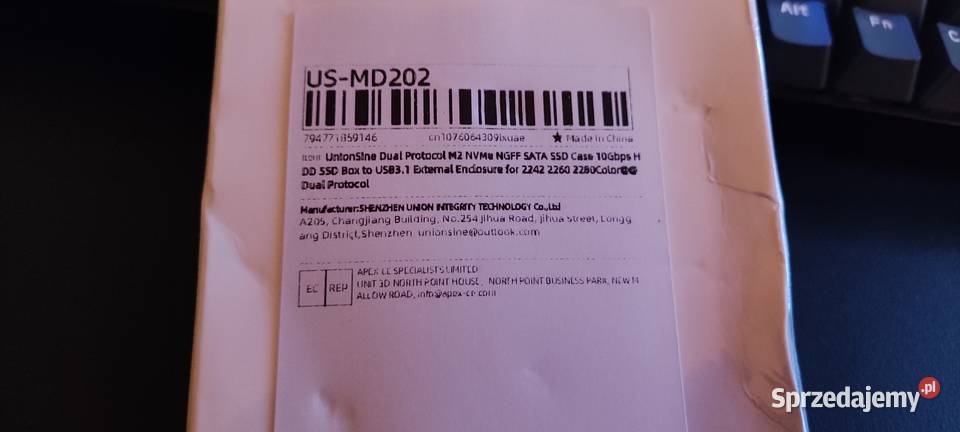Obudowa USB dysk NVME M2 M2 dual protocoll 10Gbs