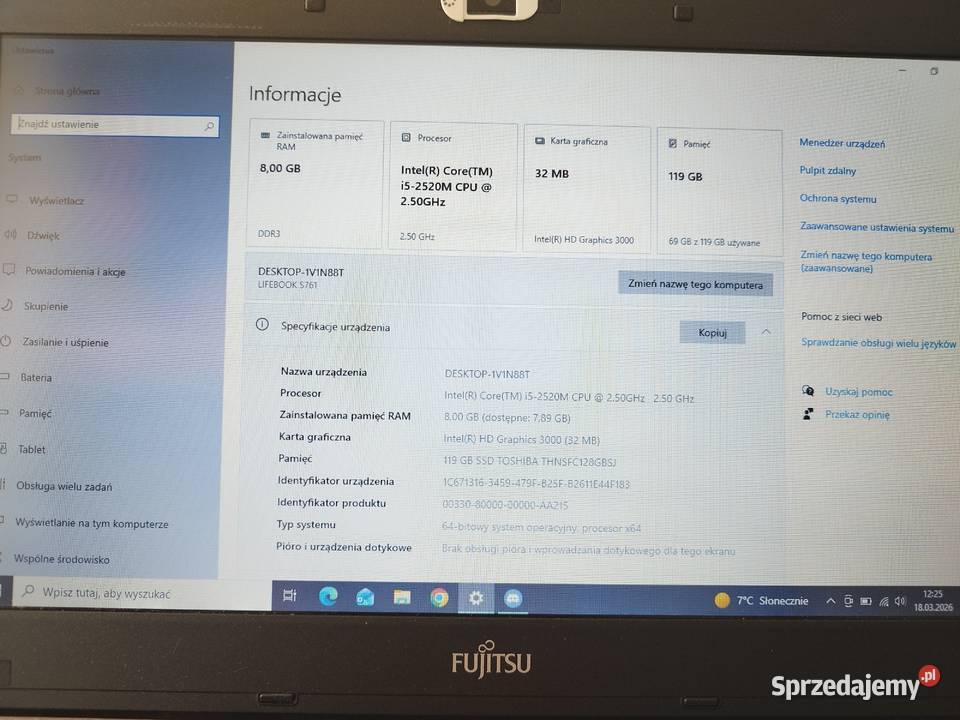 Laptop Fujitsu Lifebook S761 Fujitsu-Siemens