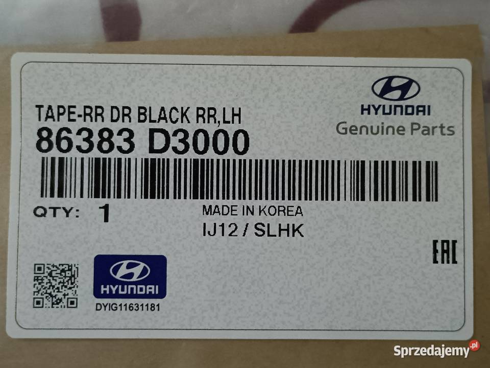 HYUNDAI TUCSON 15 TAŚMA NAKLEJKA DRZWI LEWY TYŁ Pleszew sprzedam