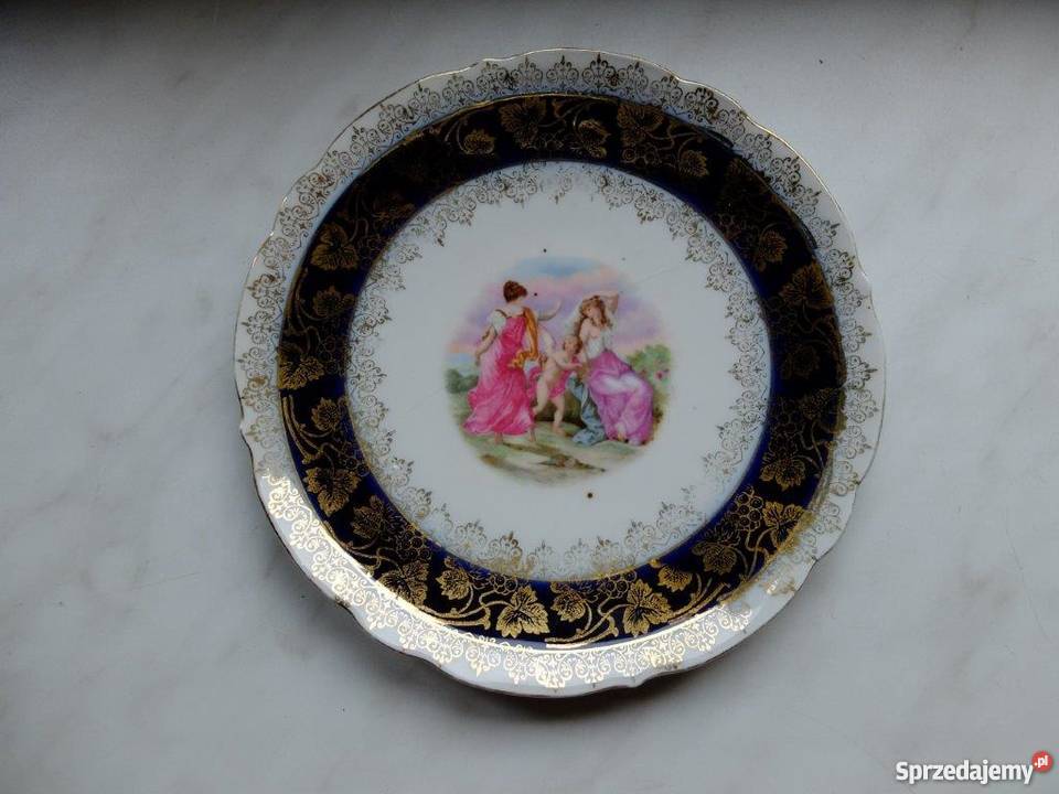 Secesyjne porcelanowe talerze ze scenami Kościan