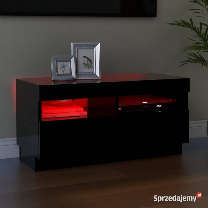 Szafka pod TV z oświetleniem LED czarna 80x35x40 Warszawa