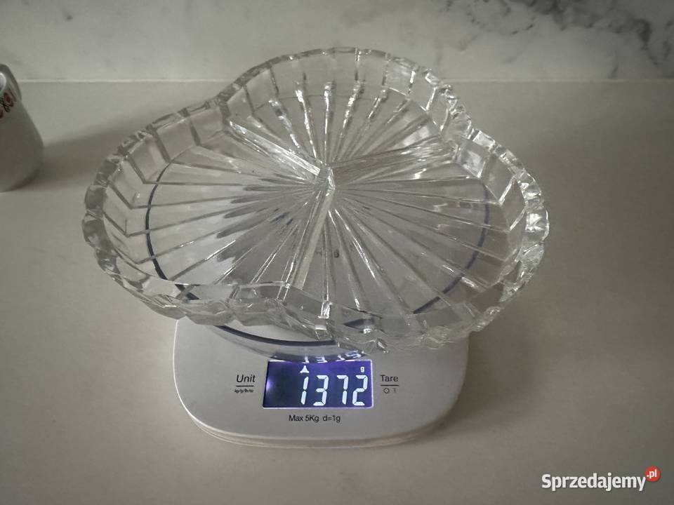 Talerz kryształowy z lat PRLu Łódź