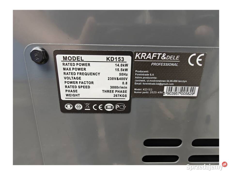 Agregat prądotwórczy 14155kW 400V KD153 sprzedam