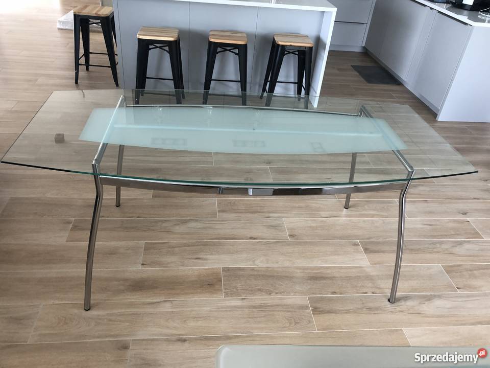 Stół szklany 180 x 85 szkło hartowane i chrom Stoły, krzesła, biurka