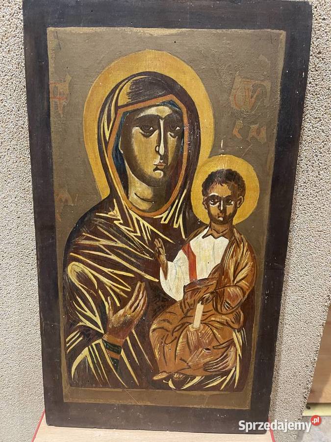 Ikona pisana na desce PRL unikat Łódź