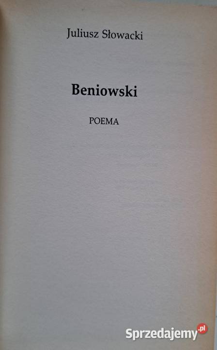 BENIOWSKI Poema Juliusz Słowacki łódzkie Łódź