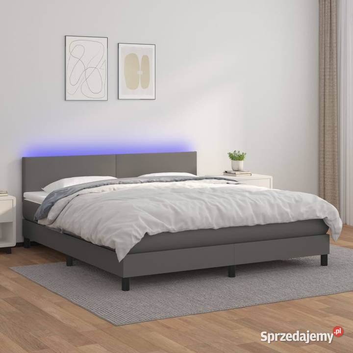 Łóżko kontynentalne z materacem i LED szara 180cm Warszawa sprzedam