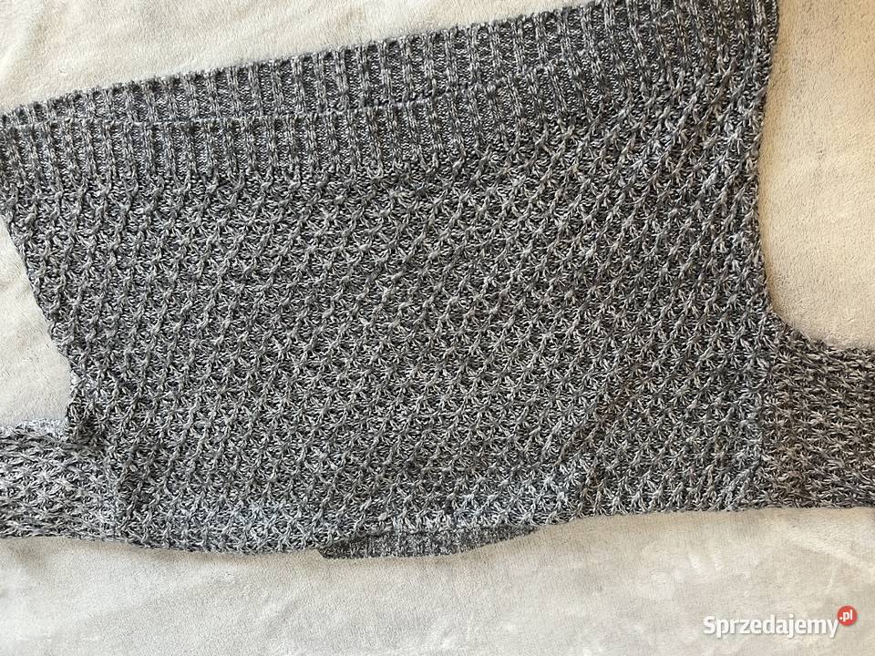 Sweter ażurowy szary szary/srebrny