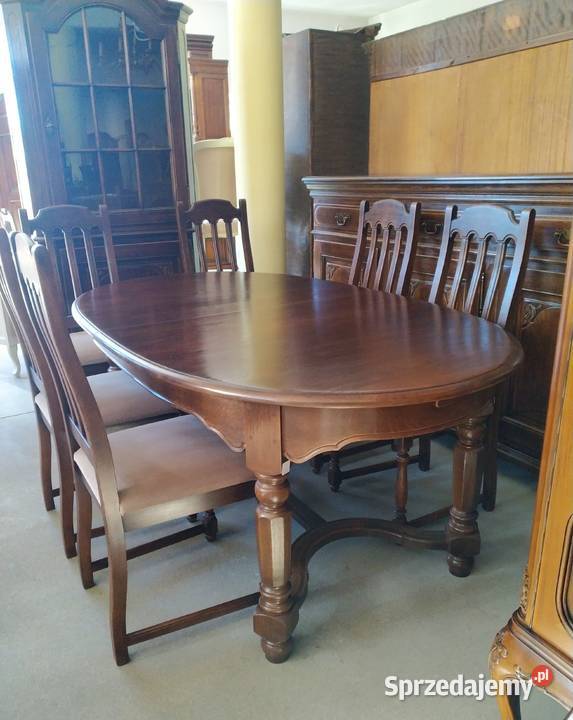 Dębowy stół rozkładany 6 krzeseł lite drewno 235 Białystok