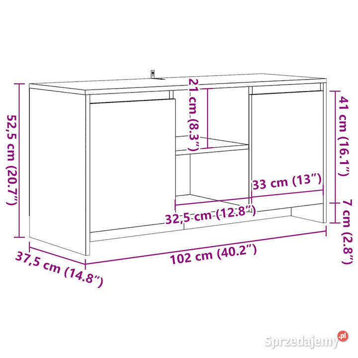 Szafka pod TV stare drewno 102x375x525 WM856782 RTV mazowieckie Warszawa