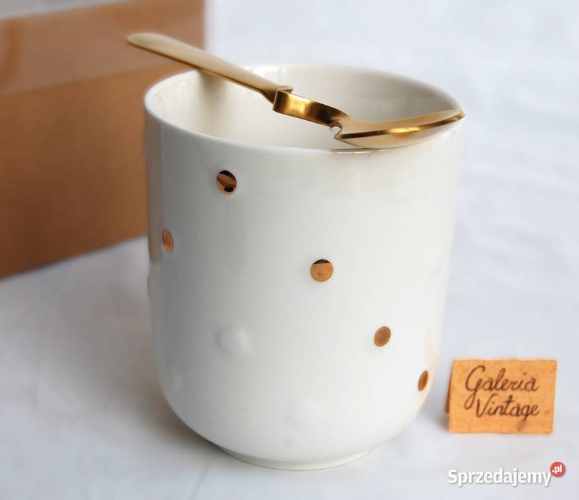 Florina kubek prezentowy z łyżeczką Dots Gold Lublin