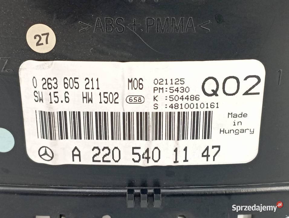 LICZNIK 2205401147 32 D 204 MercedesBenz Sklasa