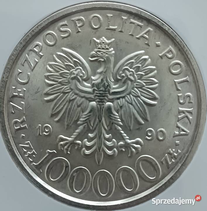 100 000 Solidarność 1990 r Typ B 2 MS 63 GCN wielkopolskie Konin
