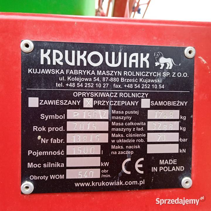 opryskiwacz Krukowiak Apollo Jarocin sprzedam