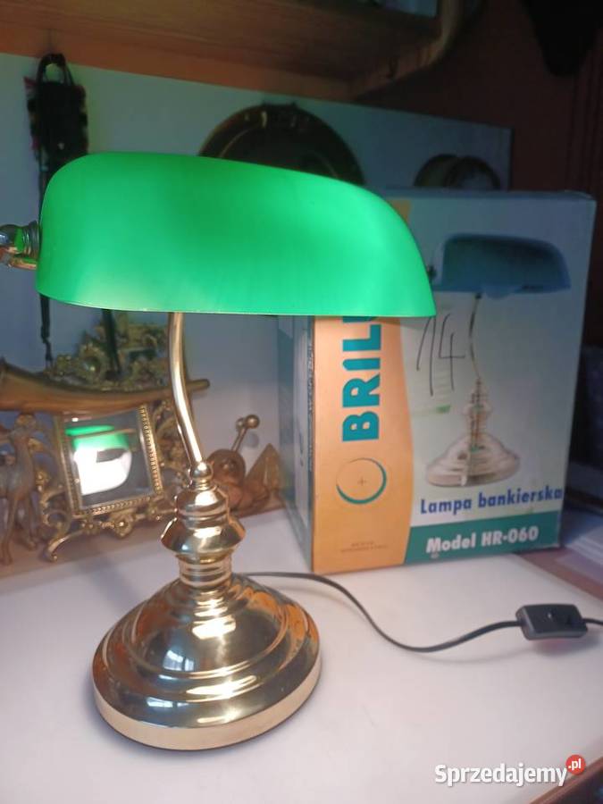Lampa biurkowa bankierka mosiądz szkło wielkopolskie Poznań sprzedam