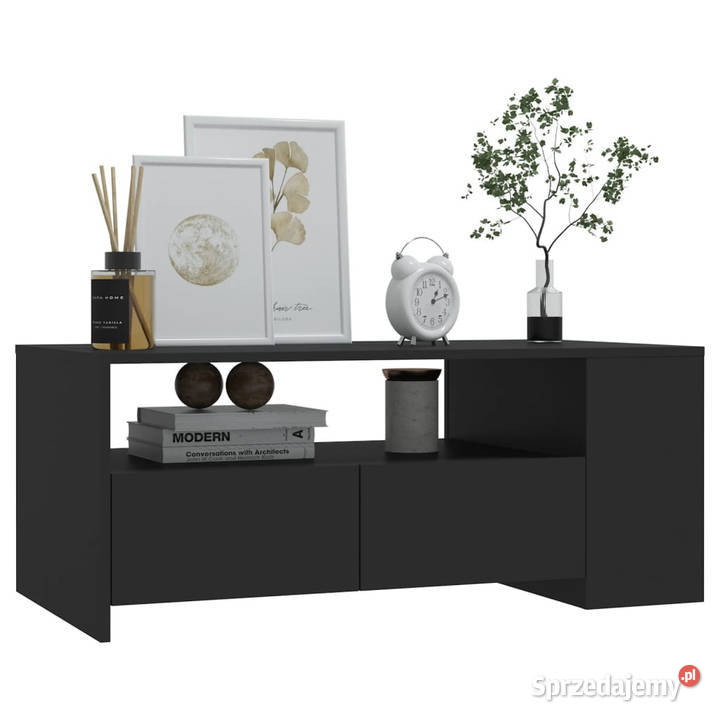 Stolik kawowy czarny 102x55x42 materiał Warszawa