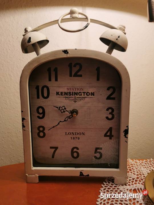 Zegar Kensington Station London biały postarzany Łódź