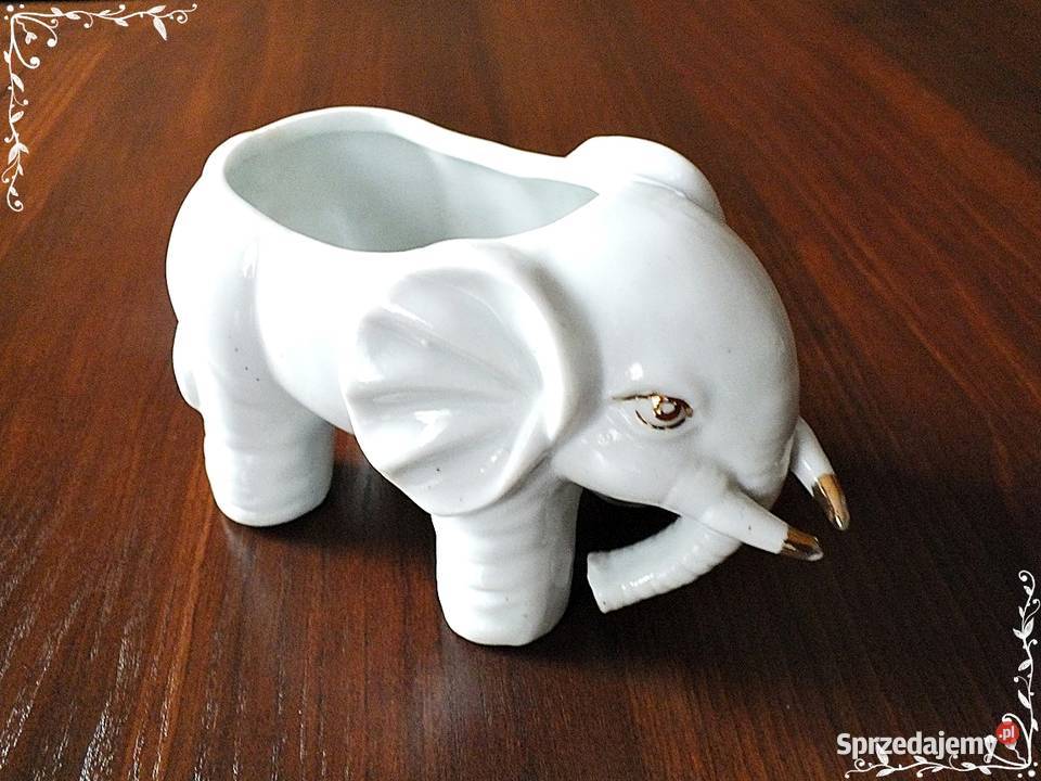 Porcelanowy Słoń Osłonka na doniczkę Żary