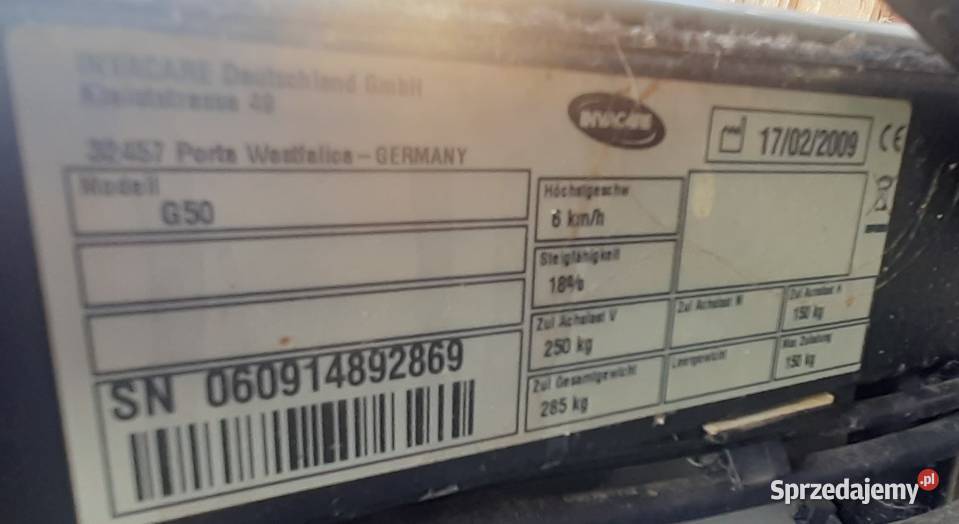 Wózek inwalidzki Invacare G50 duży mocny na Syców