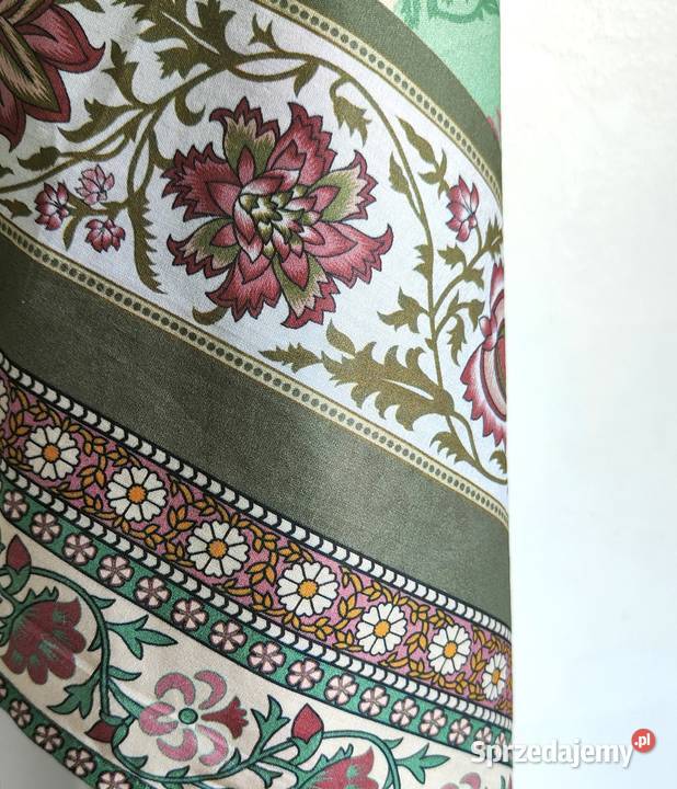 Duża chusta szal dupatta mięta kwiaty bawełna Dla kobiet Szczecin