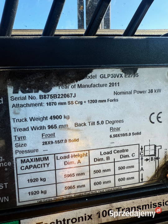 wózek widłowy YALE GLP30 3000 kabina TRIPLEX 59m Działoszyn