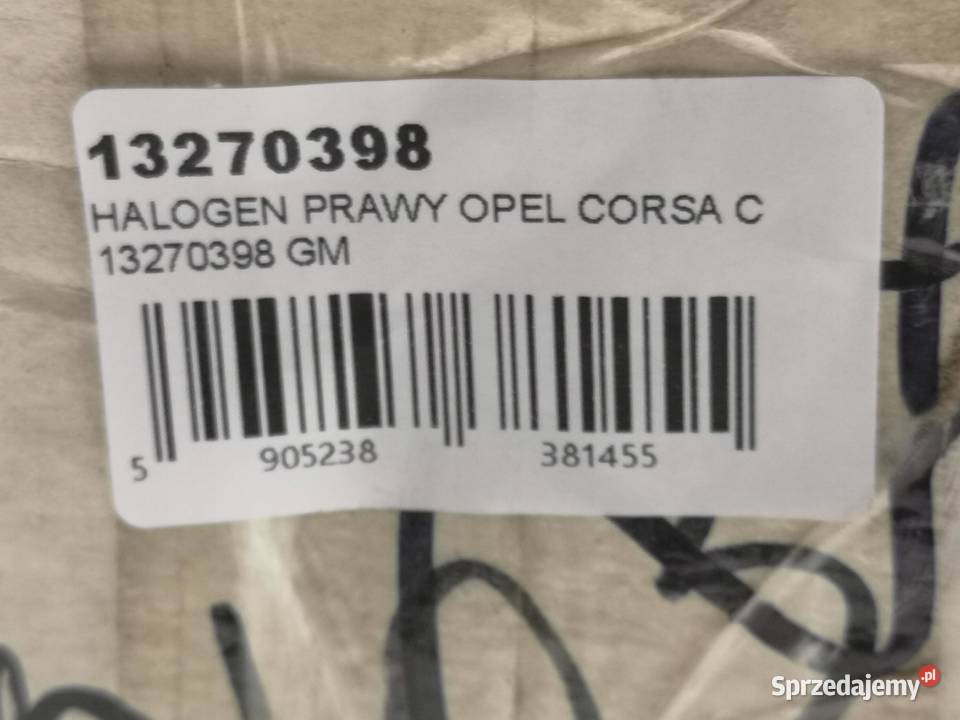 LAMPA HALOGEN PRAWY OPEL COMBO 20012006 13270398 Oświetlenie